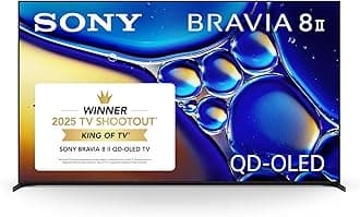 Sony BRAVIA 8 II 65 Inch TV, QD OLED, 4K Smart Google TV, XR Processor with AI Technology, Ultra Slim Design, 120hz Television, Dolby Vision/Atmos, Exclusive Features for PS5, K-65XR80M2, 2025 Model