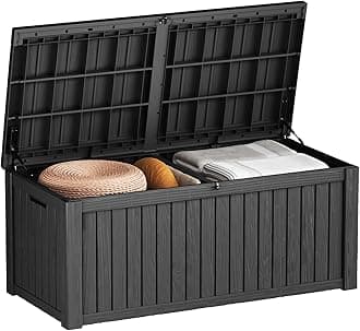 180GAL Black Versatile Outdoor Deck Box - Waterproof, SGS - Certified UV Resistant, Suitable for a Wide Range of Storage Needs from Patio Cushions to Garden Equipment, Simple to Assemble