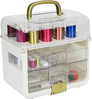 SingerSew-It-Goes-255 Piece Kit & Craft Organizer Sewing Case Storage with Metallic Embroidery Thread (11771)
