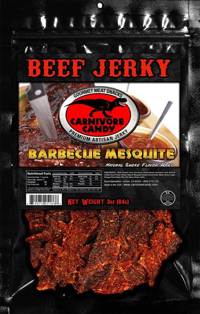 Carnivore Candy Beef Jerky Three Pack (Three 3oz Bags) (Barbecue Mesquite)