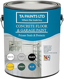 T A Paints Ltd 5L Heavy Duty Concrete Floor & Garage Paint 3 in 1 Primer Sealer Protects Industrial Factory 1K Polyurethane Coating (Gloss Green BS 14 C 39)