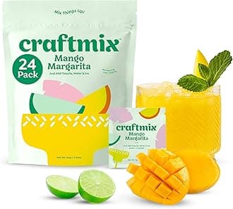 Craftmix Mango Margarita Cocktail & Mocktail Drink Mixer, Skinny Mixes - Water Flavoring Packets - Made With Real Fruit - Vegan, Low-Carb, Low-Sugar, Non-GMO, Dairy Free, Gluten Free, 24 Pack