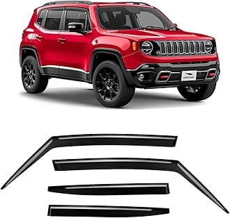 Voron Glass Tape-on Extra Durable Rain Guards for Jeep Renegade 2015-2024, Window Deflectors, Vent Window Visors, 4 Pieces - 120112