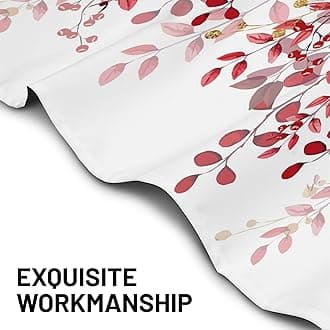 AYTTBIS Red Eucalyptus Leaves Curtain Valance for Windows Watercolor Window Treatments 2 Panels Short Curtains for Kitchen Windows Bathroom Bedroom,42 x 12 Inch