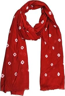 Traditions Bazaar Women's Pure Cotton Bandhani Dupatta (Red, Free Size)