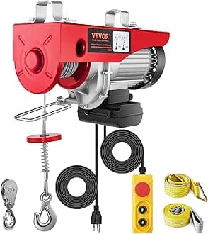 880lbs Electric Hoist with 14 FT Wired Remote Control, Electric Hoist 110 Volt with 20-40 FT Lifting Height for Garage Warehouse Factory