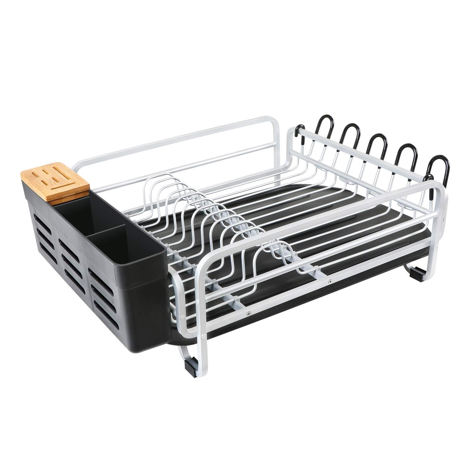 KINGRACK Aluminum Dish Drying Rack,Large Dish Rack and Drain Board Set,Kitchen Dish Rack