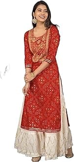 Traditional Jaipur Beautiful Indian Embroidery Work Kurti Sharara for Girls & Women Festive Party Office Wear Dress