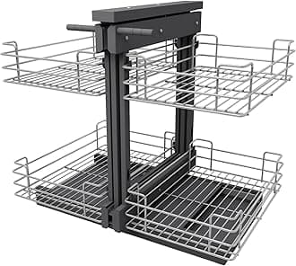 VADANIA Blind Corner Pull Out Organizer for 36" Cabinet, Left Open & Right Open Compatible, Min Opening 15", 2-tier Pull-out Basket, Soft Close, Bottom Mount
