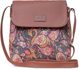 Paisley Printed Women's Hand Crafted Vegan Leather Pink Flap Sling Bag