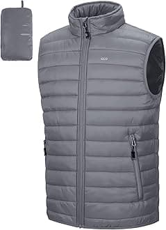 33,000ft Men's Lightweight Gilet, Packable Quilted Puffer Padded Vest Outerwear, Body Warmer Windproof Sleeveless Jacket for Golf Running Hiking Horse Riding