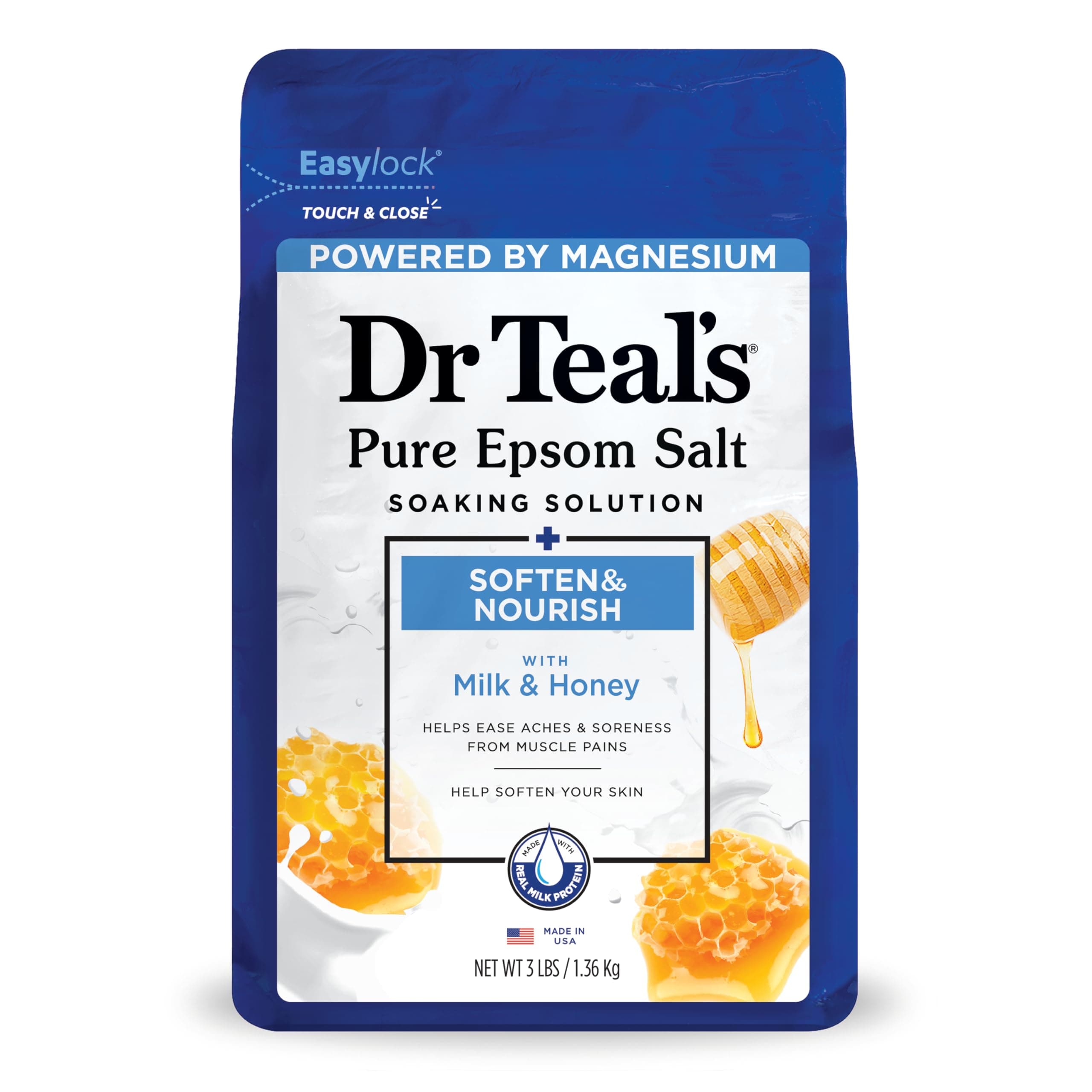 Dr. Teal's Epsom Salt Soaking Solution Soften & Nourish with Milk and Honey 48oz