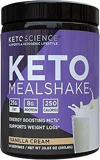 Keto Science Ketogenic Meal Shake Vanilla Dietary Supplement, Keto Protein, Rich in MCTs and Protein, Packed with Collagen, Vitamins and Minerals, Keto and Paleo Friendly, Weight Loss, (14 servings), 20.49 Oz