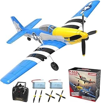 LEAMBE RC Plane 4 Channel Remote Control Airplane with 3 Modes - Ready to Fly Upgrade P51 Mustang RC Airplane for Beginners Adult with Xpilot Stabilization System & One Key Aerobatic