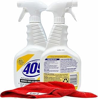 ZompoZ Multi Surface Cleaner Spray, 2 Pack Lemon Fresh Scent, All Purpose Cleaner and Degreaser, Kitchen and Bathroom Cleaner, 32 oz. Each Plus Microfiber Cleaning Cloth