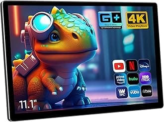 11.1-inch 2K QLED Touch Screen Android 14 Portable Car TV, Car Rear Seat Headrest Monitor Multi-Medias Video Player, Support Phone Mirror Link WiFi Bluetooth, HDMI/RCA Input 2G+32GB