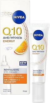 NIVEA Q10 Anti-Wrinkle Energy Revitalising Eye Cream (15 ml), Anti-Age Formula with Vitamin C, Q10, and GLYCOSTOP, Vitamin C Eye Cream to Reduce Appearance of Dark Circles
