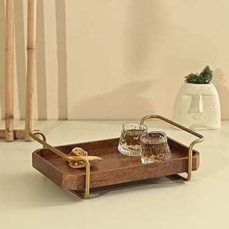 Brick Brown® Premium Handcrafted Wooden Homeydo Serving Tray | Tea Tray for Home, Kitchen, Dining Table, Restaurant, Office | Decorative Organizer Tray for Snacks, Breakfast, Platter – 16.2 x 11 Inch