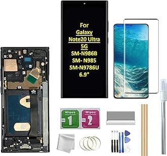 for Glaxy Note20 Ultra LCD Screen with Frame Replacement for Samsung Galaxy Note20 Ultra 5G SM-N986B SM-N985 SM-N986U 6.9" LCD Screen Display Touch Digitizer with Frame+Tool (Black)
