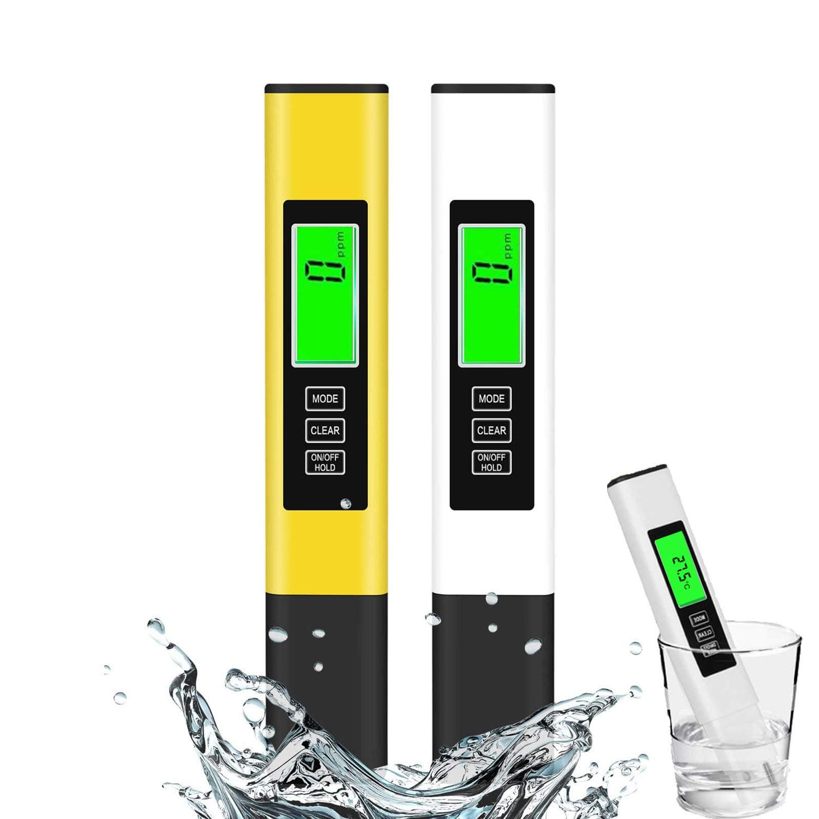 TDS Meter Digital Water Tester Water Quality Tester, 2 Pack TDS Temperature & Conductivity Meter 3 in 1 Hydroponics EC Meter Lab Turbidity Meters PPM Meter for Home Drinking Water Aquarium and More