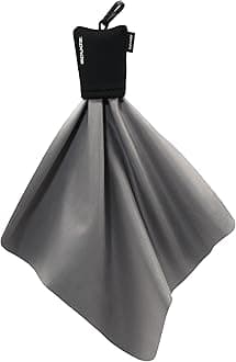 SPUDZ Classic Microfiber Lens Cleaner – Clip-On Pouch, Washable – for Binoculars, Scopes, Glasses, Screens | Black, 10 x 10 Inch