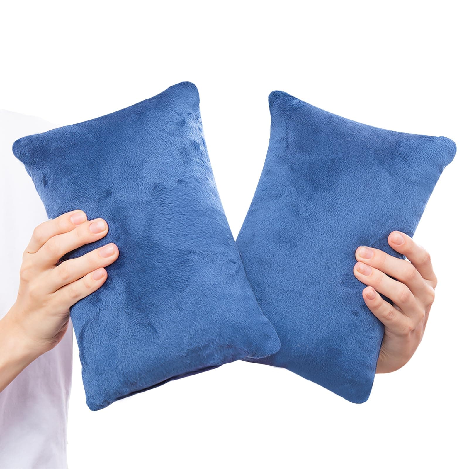 2 Pack Small Pillow, Memory Foam Mini Pillow 11 X 7 Inches for Travel, Sleeping, Nap and Neck, Knee, Lumbar Support, Tiny Cushion for Pet, Dogs (Blue)