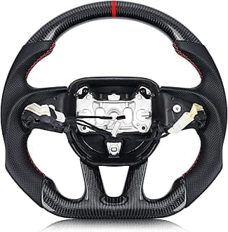 Real Carbon Fiber Steering Wheel For Dodge Charger/Challenger/Durango/Jeep Grand Cherokee/SXT/GT/RT/SRT/Heallcat With heating function D-shaped Nappa Perforated Flat-bottom Steering Wheel