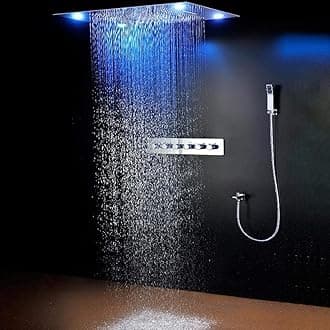 Cascada Luxurious Recessed Large LED Waterfall Rainfall Shower System (Matt Black)