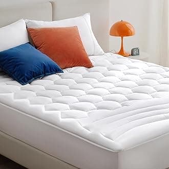 Bedsure Mattress Pad Full Size - Soft Mattress Cover Padded, Quilted Fitted Mattress Protector with 8-21" Deep Pocket, Breathable Fluffy Pillow Top, White, 54x75 Inches