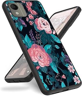 Case for Nokia C110 N156DL,for Nokia C110 Phone Case,Slim Anti-Scratch Shockproof Durable Black Silicone Protective Cover Case for Nokia C110 6.3" 2023,Pink Flowers