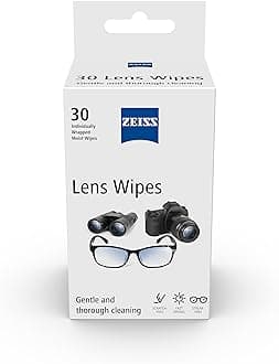 - ZEISS Lens Wipes - Pre-Moistened Lens Cleaning Wipes | Multi Purpose, Easy To Carry, On-The-Go and Individually Packed Wipes | Lens Cleaner for Spectacles, Sunglasses, Camera Lens, Binoculars and Goggles | Pack of 30 sachets