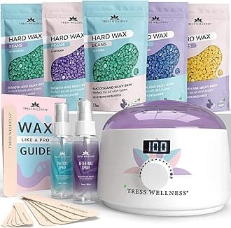 Tress Wellness Waxing Kit for Brazilian Wax - Easy to Use - For Sensitive Skin - Digital Display, Flower White