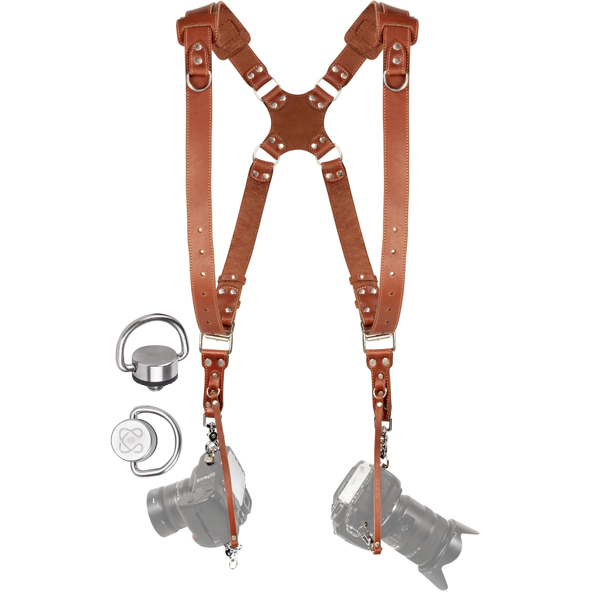 C Coiro Camera Harness for 2 Cameras Dual Shoulder Leather Camera Strap for DSLR/SLR, Camera Straps for Photographers