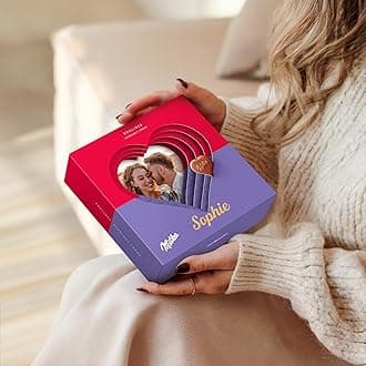 Personalised Milka gift box - Personalise the I love Milka gift box with the Name and Message of your choice, Chocolate hearts with a hazelnut-nougat creme filling (110 Grams)