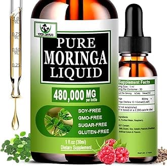 Organic Moringa Liquid Drops for Energy,Metabolism Immune Support,Moringa Leaf Extract 6X Absorption Than Powder Capsule Gummies,Green Superfood Supplement for Women Men
