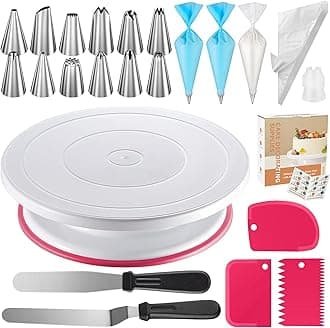 Kootek71PCs Cake Decorating Supplies Kit, Cake Decorating Set with Cake Turntable, 12 Numbered Icing Piping Tips, 2 Spatulas, 3 Icing Comb Scraper, 50+2 Piping Bags, and 1 Coupler for Baking