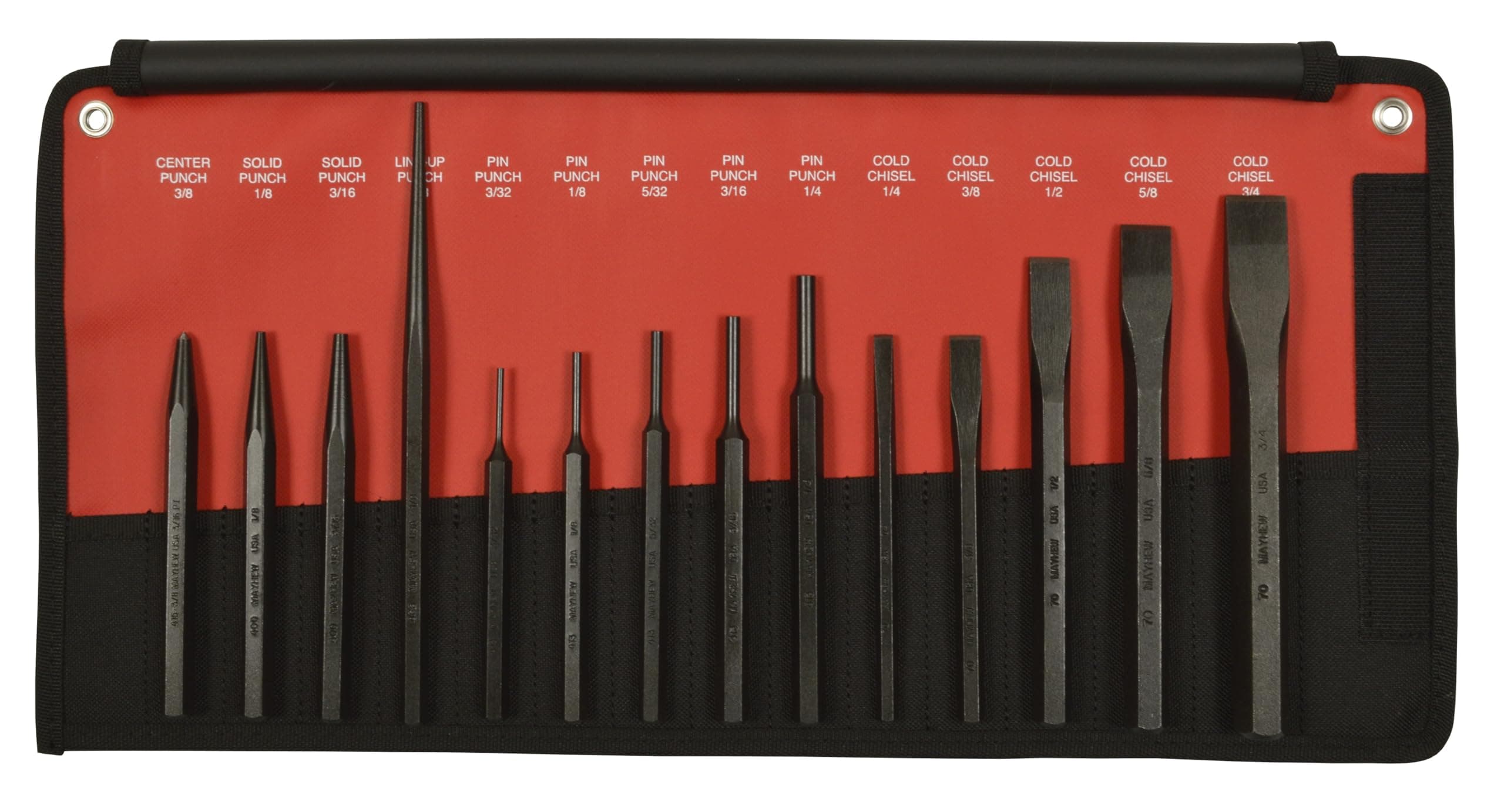 Pro 61044 Punch and Chisel Kit, 14-Piece,Black