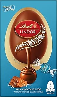 Lindt Lindor Milk Chocolate Easter Egg with Lindor Salted Caramel Truffles 260g