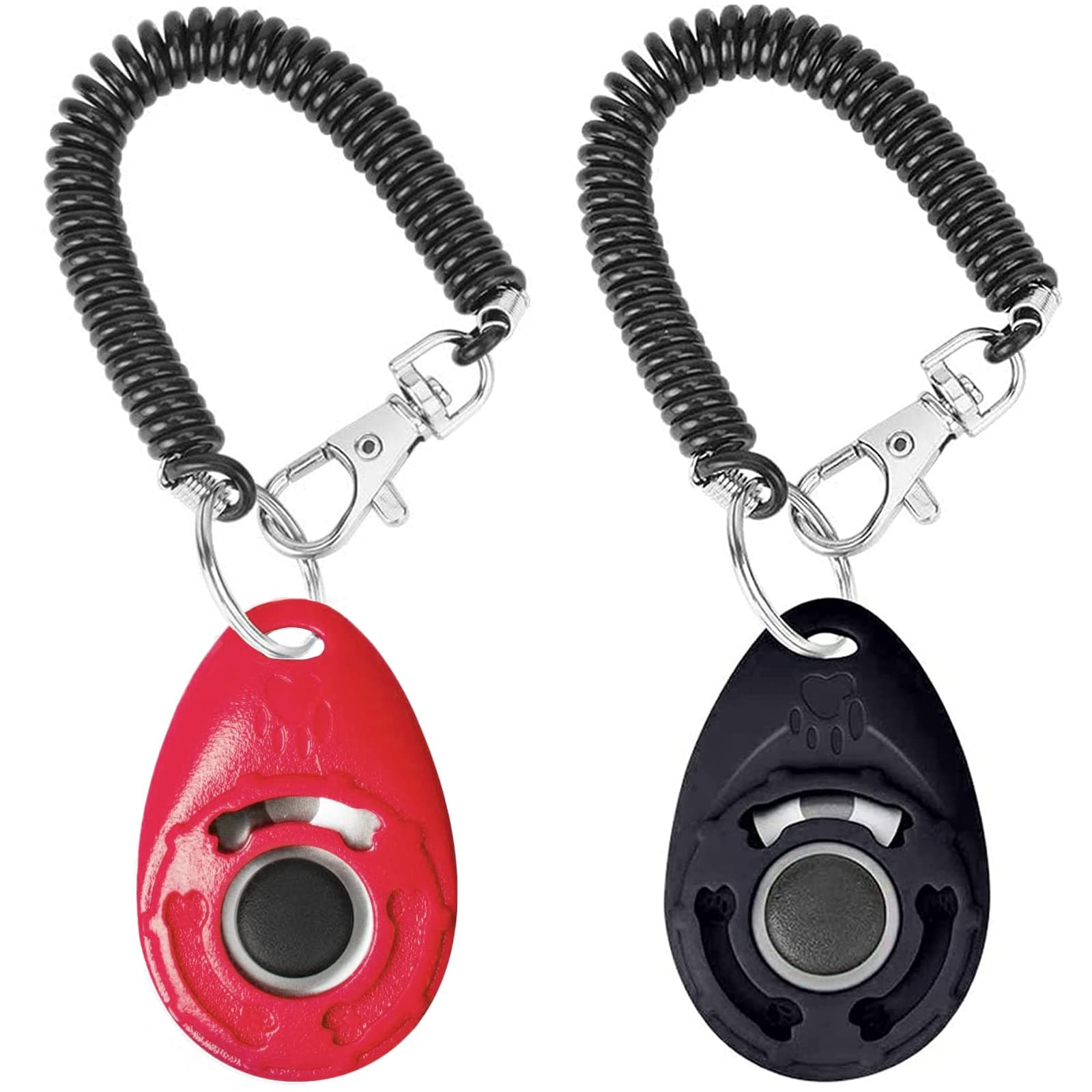 Acehome2 Pack Dog Training Clicker with Wrist Strap, Pet Training Clicker with Big Button Effective Behavioral Training Tool for Cats Birds Puppy Recall (Red+Black)