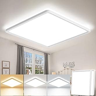 zemty 2 Packs 22CM LED Ceiling Lights, 3000K/4000K/6500K Waterproof Bathroom Light, 18W 1950LM Modern Square Flush Ceiling Lighting Fixture for Kitchen Hallway Bedroom Office Garage