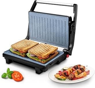 - Elato BS206 1000 Watt Ceramic Grill Sandwich Maker, Scratch Resistant, 180° Open Sandwich Griller, Auto Cutoff, Non Toxic BPA, PTFE & PFOA Free, 2 Year Warranty, Regular Bread Size for 2 Slices