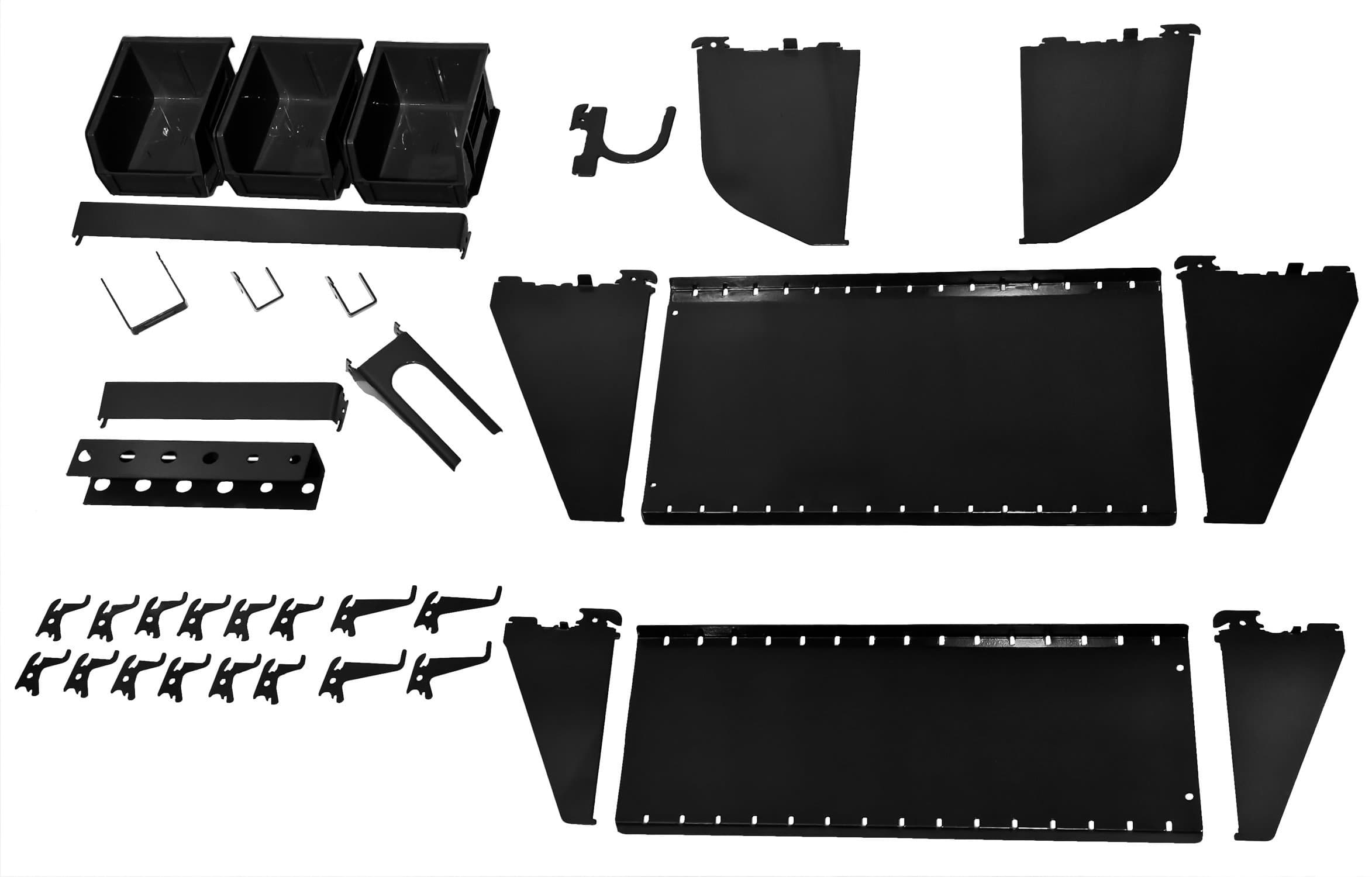 Wall Control KT-400-WRK B Slotted Tool Board Workstation Accessory Kit Pegboard Only, Black