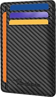 Front Pocket Minimalist Leather Slim Wallet RFID Blocking Carbon Fiber Texture