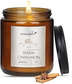 Aromahpure Premium Black Screw Jar Candle | Cinnamon Scented Candle | 100% Soy Wax, Smokeless Candle | Pack of 1 | Long Lasting Aroma Candles| Scented Candles for Home Décor
