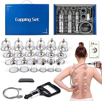 DEFUNX Cupping Therapy Set,24 Therapy Cups Professional Chinese Acupoint Cupping Set,Suction Hijama Cupping Set with Pump Cellulite Cupping Massage Kit for Body Massage,Pain Relief,Physical Therapy