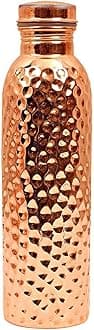 Copper Water Bottle 1 Ltr | Copper Water Bottle for Drinking | 100% Pure Copper & Leak-Proof | Easy to Cary | Suitable for Yoga, School & Offices | Best for Gifting - Hammered Design