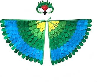 Kids Bird Wings Costume For Age 3~8 Years,Bird Owl And Peacock Masque Owl Dress Up,Boys Girls Felt Eye Masque And Wings Set,Halloween Colorful Fancy Dress