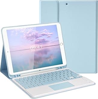 LAMA Wireless Keyboard Case with Touchpad for iPad 10.2" 9th 8th 7th Generation, Detachable Bluetooth Keyboard with Pencil Holder for iPad 10.2 Inch/iPad Air 10.5"(3rd Gen)/iPad Pro 10.5 in, Blue