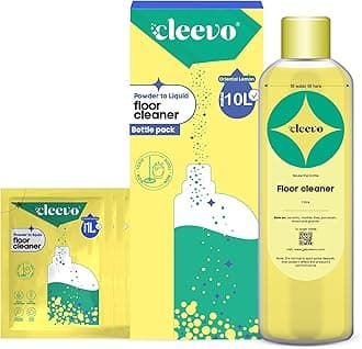 Cleevo Natural Disinfectant 10Ltr Floor Cleaner, Bottle Pack, Zesty Lemon Fragrance, Eco-Friendly Tile Cleaner, Non Toxic, Kids & Pet Friendly, Powder to Liquid