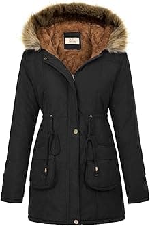 GRACE KARIN Women's Winter Coats Fleece Parkas Anoraks Hooded Military Jacket Coats